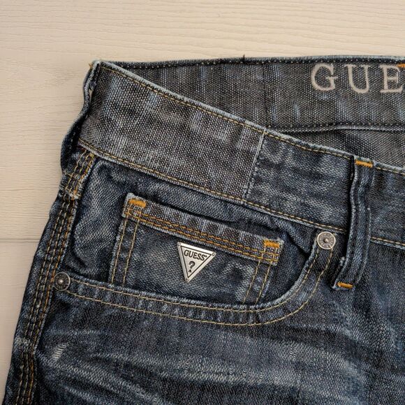 Guess Premium Jeans Mens 32x30 Lincoln Slim Straight Blue Denim - Picture 2 of 14